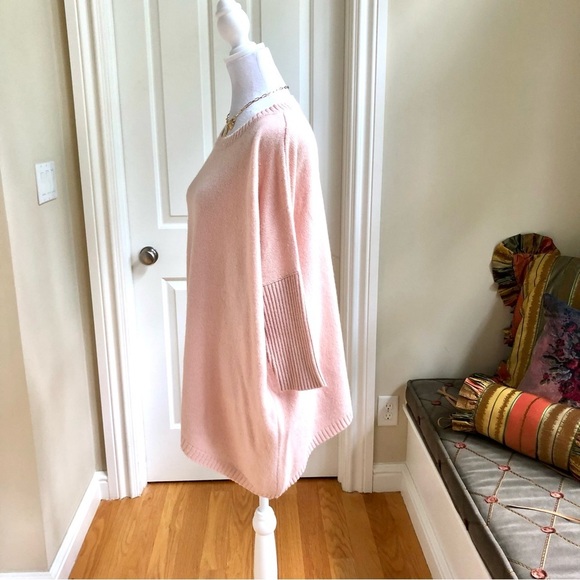 Sundance Oversized Sweater in Light Pink Wool Blend with Ribbed Drop Sleeves (M) - Picture 3 of 8